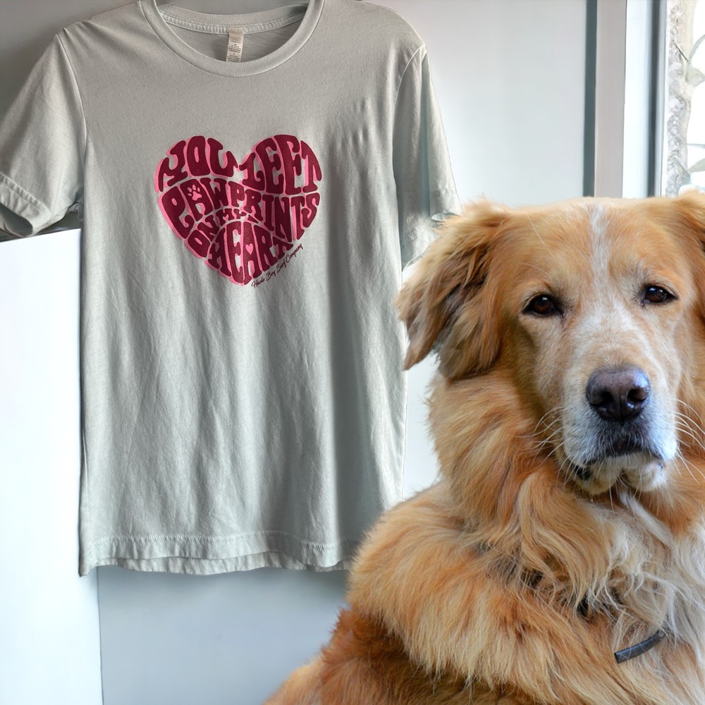 You Left Your Paw Prints On My Heart . Women's Pale Blue Tee, Loss Of Pet.